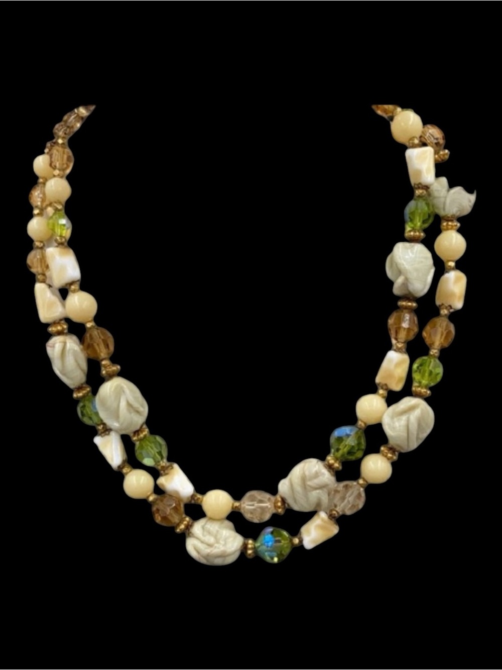 Vintage Signed Regency Jewelry Art Glass Bead Necklace